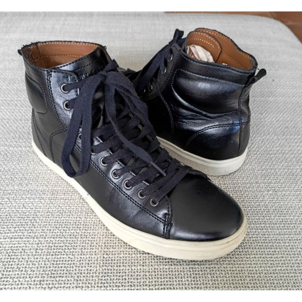 Perry Ellis America Men's Olson Black High Top Leather Sneakers Size 8.5